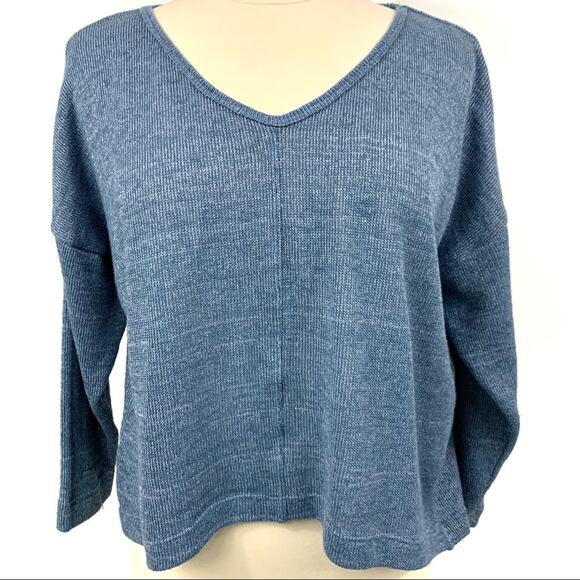 Sam & Lavi Knit v-Neck Long Sleeve Hi-Lo Crop Top Small - Picture 1 of 10
